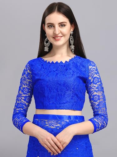 Image of LOROFY Women's Brasso Net Saree With Blouse