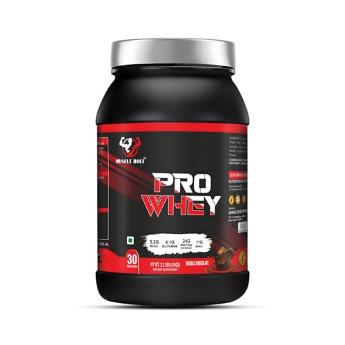 Image of Pro Whey Protein (1Kg / 2.2 lbs Double Chocolate 30 Serving) with 24g Protein, 5.2g BCAA | Muscle Growth |Muscle Recovery| Easy Digestion |4.1g Glutamine for Increase strength & Performance