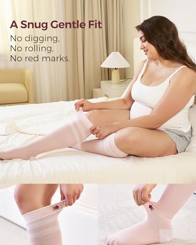 Momcozy Compression Socks for Women Wide Calf, 15-20mmHg Knee High Support Socks for Pregnancy, Nurses, Travel, Flying3