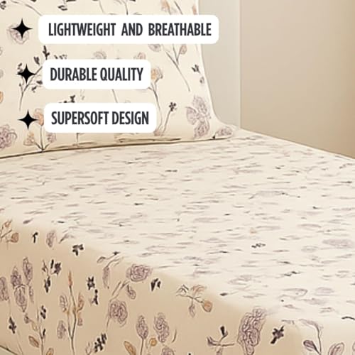 Image of HOMEKART (110 TC & 110 GSM 100% Cotton Feel Bedsheet for Single Bed with One King Size Pillow Covers Soft /Breathable Wrinkel Free -60x90 Inches - (Orang)