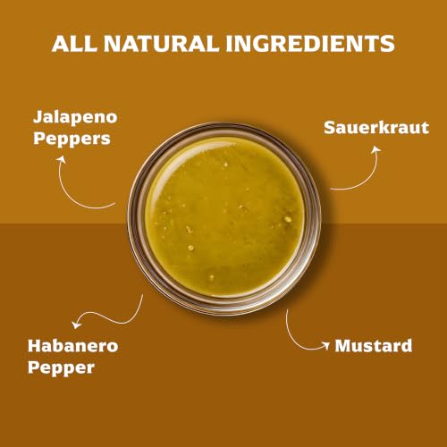Image of Hook & Arrow Spicier Sauerkraut & Mustard Hot Sauce - Low Sugar Tangy Spicy Mustard Sauce, Gluten-Free, Vegan, Paleo, Low Sodium (5 fl oz, 30 servings)