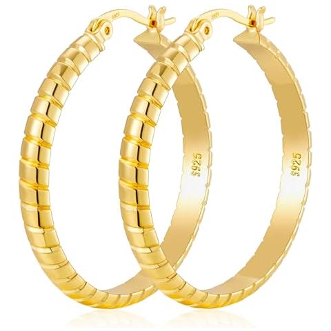 Weddinen Gold Hoop Earrings for Women Big Gold Hoop Earrings Large Gold Hoop Earrings Thick Gold Hoop Earrings Hypoallergenic Gold Hoop Earrings Non Tarnish Womens Hoop Earrings 40mm Cover