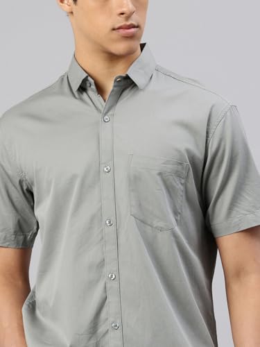 Image of Majestic Man Slim Fit Pure Cotton Half Sleeve Solid Casual Shirt