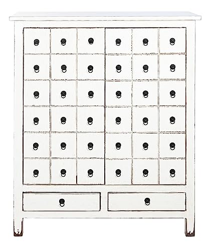 JUANIO Aparador Buffet, Mueble de Almacenamiento de Madera de Olmo Color Blanco - Longitud 102 x Profundidad 42 x Altura 120 cm