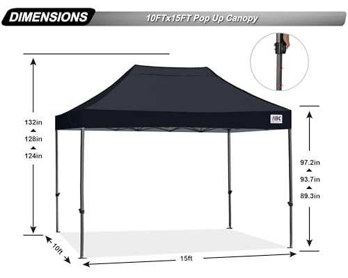 Image of ABCCANOPY Patio Pop Up Canopy Tent 10x15 Commercial-Series (Black)