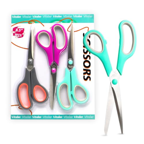 Vitoler 3 Pack Scissors, 8.5 Inch All Purpose Scissors School Office Scissors For Craft Fabric Scissors For Cutting Clothes thumb #6