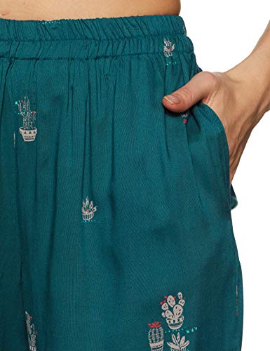Image of Longies Women's Rayon Pyjama Night Suit Regular Capri Set ((LGRCSSY005 Blue Small) S)