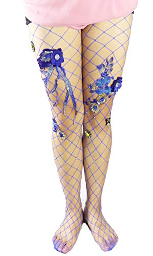 Image of Ulalaza Sparkle Hollow Out Letter Nude Colorful Rhinestone Hot Drilling Fishnet Pantyhose Tights for women Luminous