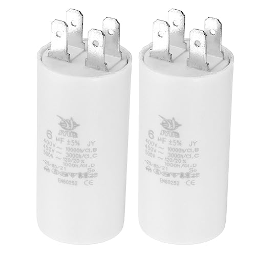 Image of PATIKIL CBB60 6uf Running Capacitor,2Pcs AC 450V 4 Pins 50/60Hz Double Insert Cylinder Bottom for Air conditioning,Water Pump,Fan Motor Star 62 x 30mm