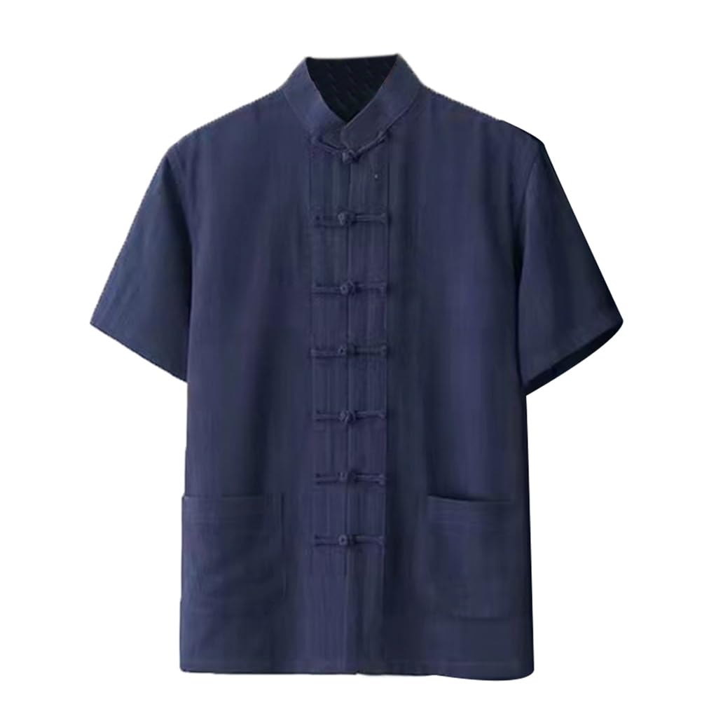 Tenue de Kung Fu respirante en coton bleu XL pour arts martiaux