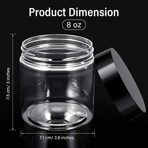 Image of Patelai 4 Pcs Plastic Jars Wide Mouth with Lids,8 Ounce,Black