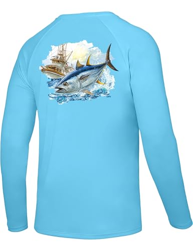 Image of Men's Rash Guard Long Sleeve, UPF 50+ UV Protection Sun Shirt, Quick Dry Lightweight T-Shirt for Fishing Swim Surf