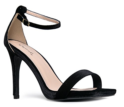 black skinny strap heels