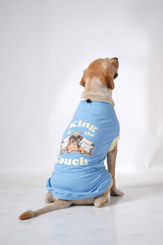 Thunder Tails Premium Cotton Dog T-Shirt for Adult Dogs, 5XL| for Big Labrador, Golden Retriever, German Shepherd, Chow Chow, Husky| Lightweight, Stylish Graphic Print Pet Cloth (Baby Blue)