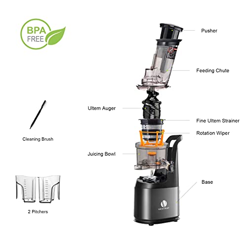 Ventray Slow Press Masticating Juicer,Easy To Clean,Bpa Free,Vegetable,Fruits Juice,Compact,Black #TOP4