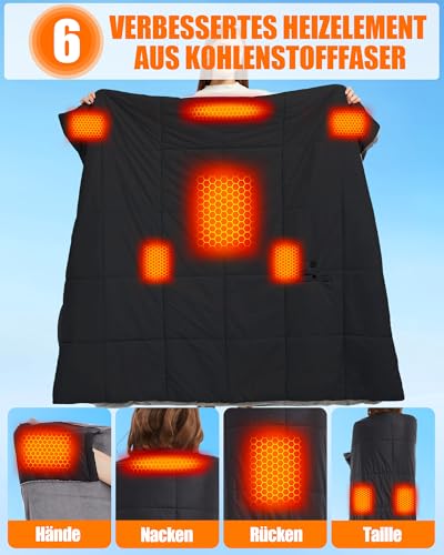 CYCYHEAT 20000mAh Heizdecke mit Akku Kabellose – Tragbare Wärmedecke mit Verbesserter 7,4V Batterie und Heizelement für Zuhause und Büro