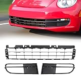 KARPAL 3PCS Front Bumper Lower Center Grille Kit with Fog Light Bezel Cover Fit for 2012-2016 Volkswagen Beetle 5C5853671N2ZZ VW1036127