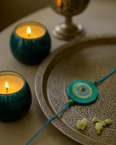 Image of MASQ by Q-One Designer Rakhi Combo Set with Roli Chawal & Moli for Men (Pack of 3) | Embroidered Handcrafted Raksha Bandhan Bracelet for Brother