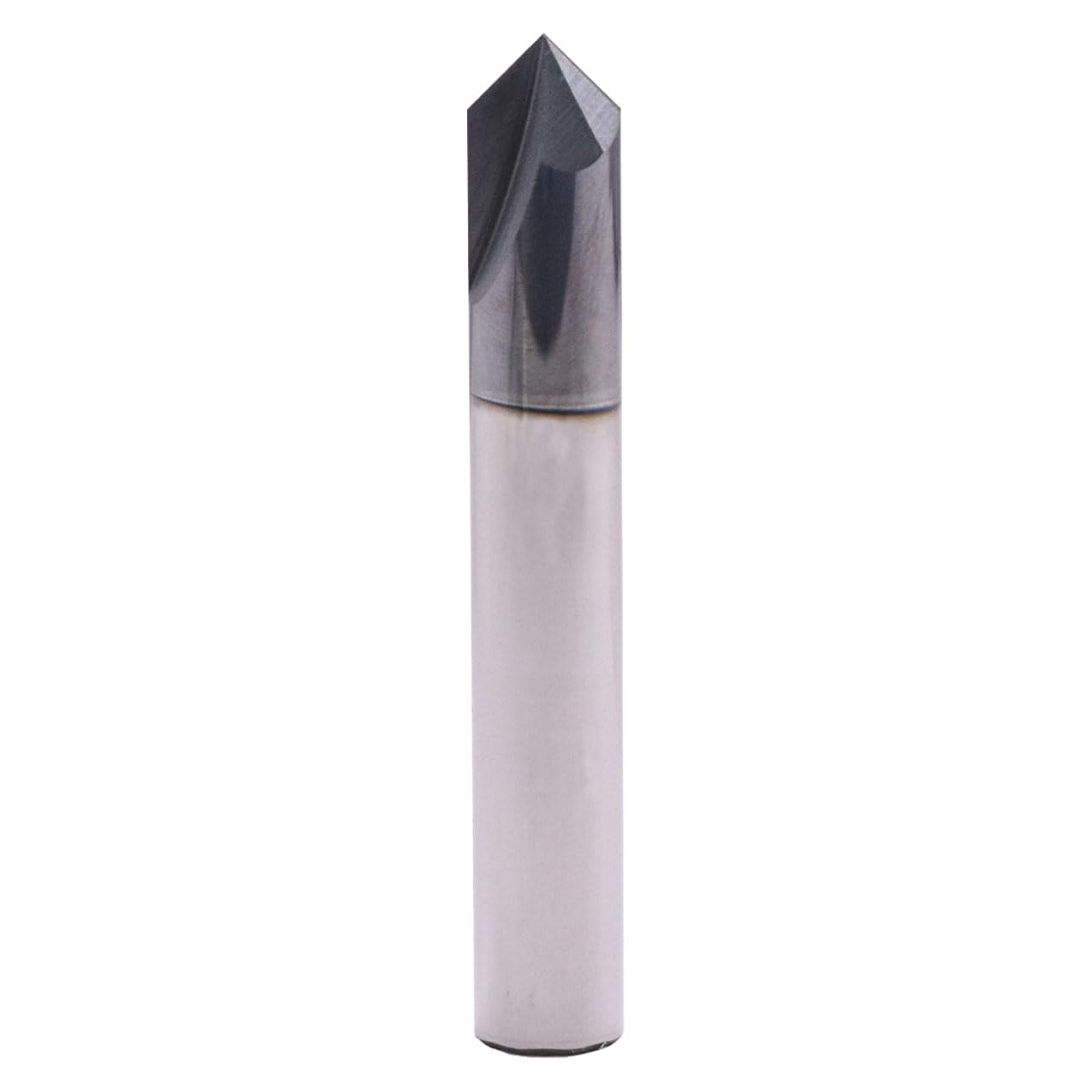 Solid Carbide Chamfer End Mill(1Pc, 3/8") - AlTiN Coated, 2 Flute, 90° Chamfer Angle, 3/8" Shank 2-1/2" OAL, Single End, V Groove Router Bit for Milling Alloy Steel, Hardened Steel, Iron, Copper