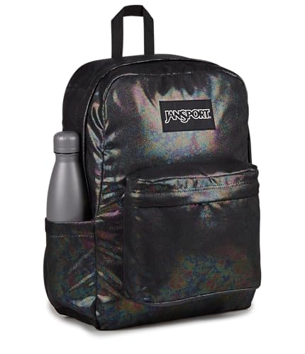 Image of JanSport Superbreak Plus FX Backpack - Work, Travel, or Laptop Bag with Water Bottle Pocket - Oil Slick Black