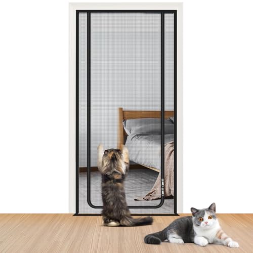 Tür Fliegengitter Balkontür Insektenvorhang Terrassentür Fliegengitter Ohne Bohren mit Reißverschluss Insektenschutz Fly Screen Door Katzengitter...
