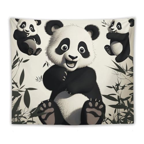 Tapisserie murale panda ludique grand format deco interieure de salon