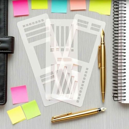 9 Stück Bullet Journal Schablonen Handgemachte Flexible Record Schablone Schablonenentwurfswerkzeuge Journaling Zubehör, Formschablone Set mit Quadraten, Linien für Planer Zeilen und tägliche Planung