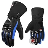 KEMIMOTO バイク グローブ 冬 防寒グローブ バイク 冬用グローブ オートバイグローブ 春/秋/冬 スマホ対応 裏起毛 防風 風止め クッション付き 滑り止め ブルー M