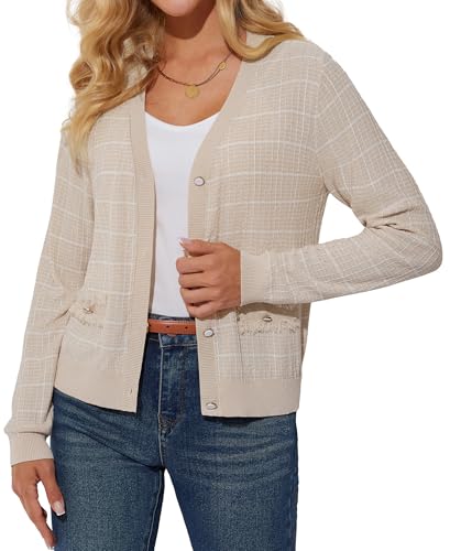 Image of Womens Summer Cardigan Sweaters Open Front Long Sleeve Lightweight Knit Cardigans L