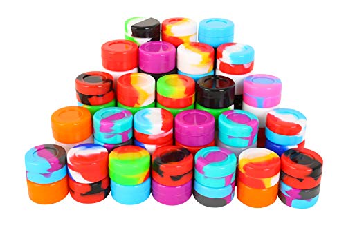 Silicone 5ML Non-Stick Wax Containers Multi Use Storage Jars Oil Concentrate Bottles Assorted Colors(75pcs)