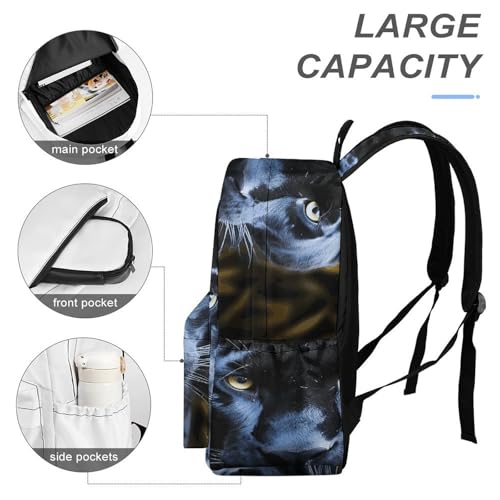 Panther With Blue Eyes Leisure Backpack Water-Resistant Pack Stylish Bag Lightweight Travel Backpack Suitable for Commuting Travel Mountaineering Outdoor Sports Unisex4