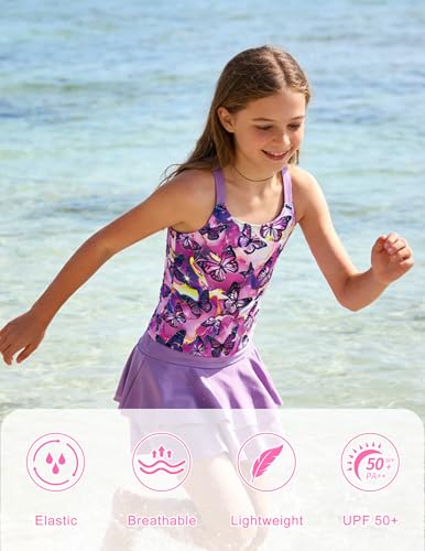 Image of ALISISTER Girls Tankini Swimsuit Two Piece Bathing Suits Summer Beach Swimwear with Shorts for 7-12 Years