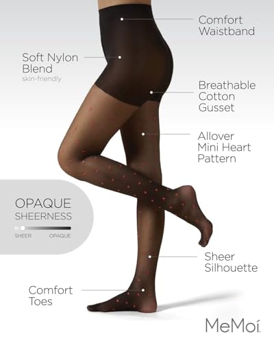 Image of MeMoi Women's Mini Heart Sheer Nylon Tights