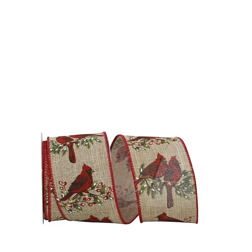 Reliant Ribbon 92768W-750-40F Cardinal Perch Linen Wired Edge Ribbon, 2-1/2 Inch X 10 Yards, Natural