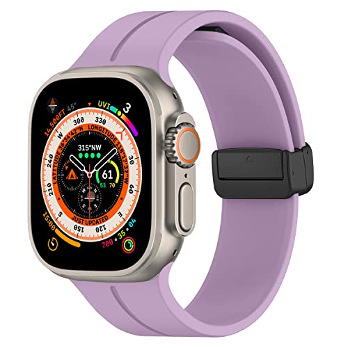 Image of Magnetic for Apple Watch Ultra Band 49mm 45mm 44mm 41mm 40mm iWatch Bands 38mm 42mm Men /Women,Sport Silicone Wristband Strap for Apple Watch Band Series 9 8 /7 /6 /5 /4 /3 /SE 2nd generation /Ultra 2