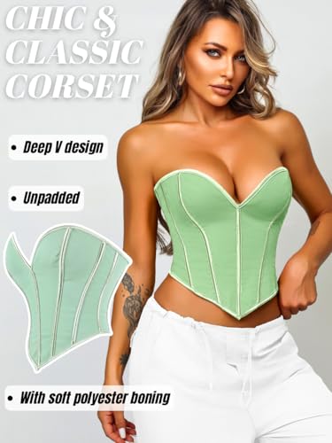 Image of ChiaoLezhee Heart Corset Top For Women, Sexy Concert Outfits Going Out, Strapless Crop Top, Overbust Bustier