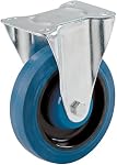 Shepherd Hardware 9264 5-Inch Rigid Plate Caster, Elastic Blue Rubber, 330-lb Load Capacity