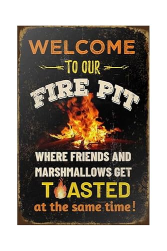 KWQDOZF Letrero metálico de hoguera, arte mural para beber, póster decorativo de barbacoa, fogata para cabaña, patio, aventura al aire libre, casa, patio, jardín, cabaña, placa de 8 x 12 pulgadas