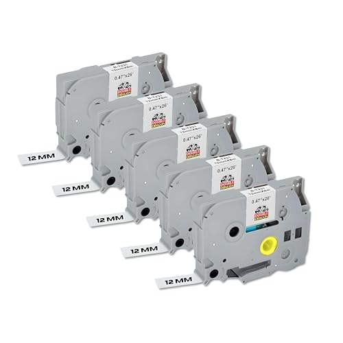 Cassette TZe-231 12mm ruban laminé haute adhérence pour Brother P-Touch PT-H105 E110 pack de 5
