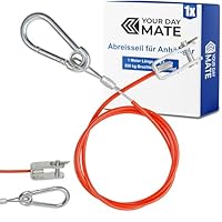 Abreisseil für Anhänger, 1 Set, 1 Meter x Ø 2,5 mm Stahlseil mit Gabelkopf und Splintbolzen, 250 kg Bruchlast, in Rot, für alle Arten von gebremsten Anhängern und Wohnwagen, ummanteltes Fangseil AHK