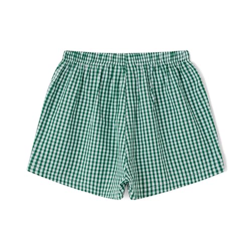 Image of Women Y2k Pajamas Shorts Micro Button Boxers Elastic Waist Cute Pj Bottoms Summer Plaid Lounge Short