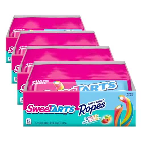 SweeTARTS Ropes Twisted Rainbow Punch Candy, Share Pack, 3.5 Ounce (Pack of 48)