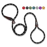 PetiFine 6 FT Slip Lead Dog Leash, Full Reflective Dog Training Leash, Heavy Duty Adjustable Pet Nylon Slip Rope Lead for Small Medium Large Dogs(Black)