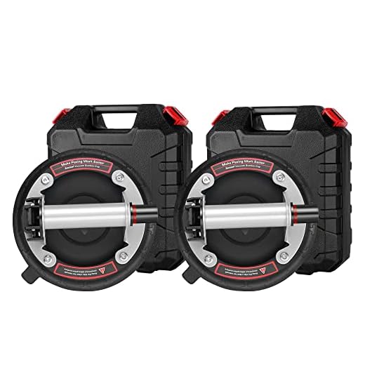 Zautool 2 Pack 8" Glass suction cups for Granite & Glass Lifting, Heavy Duty Glass suction cup Lifter with Metal Handle and ABS Pump, 480 lbs Load Capacity with Free Carring Case