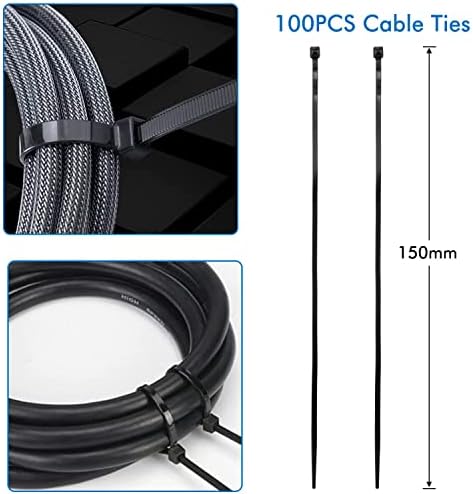 Cable Management Kit, 146Pcs Cable Tidy for Home Office under Desk- 100 Wire Organizer Ties, 5 Upgrade Silicone Cable Holder, 2 Cable Sleeve, 28 Adhesive Cable Clips, 1 Roll Cable Organiser Straps etc