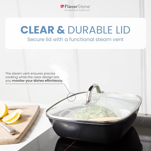 Miniatura 5 de Flavorstone Diamond Non Stick Frying Pan - Aluminum Ceramic Frying Pan, Induction Compatible, Oven Safe