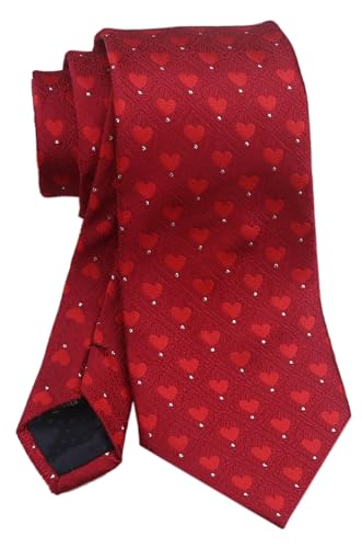 Rosiika Men Red Ties Sweet Heart Patterned Accessory Evening Suit Wedding Necktie Valentines Day gift
