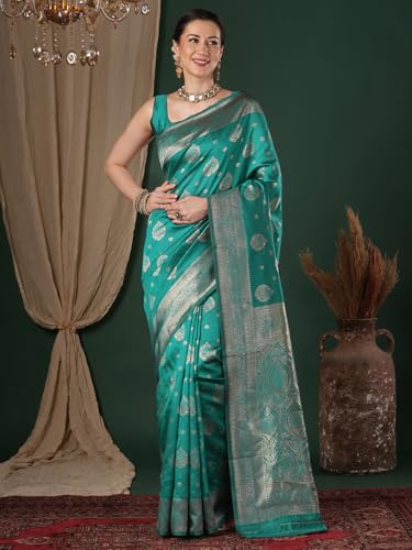 Image of AKHILAM Women's Kanjivaram Woven Soft Silk Saree With Blouse Piece