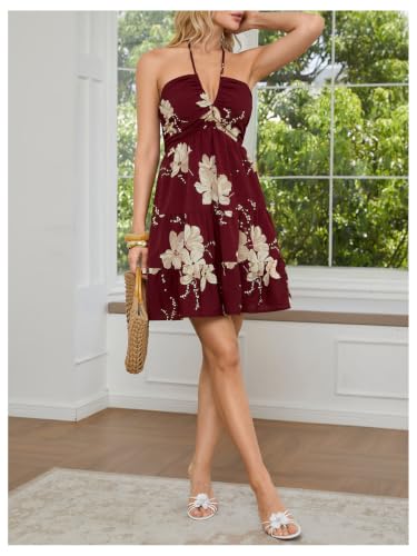 Image of SOLY HUX Women's Summer Mini Dress Halter Backless Flowy Cami Sundress