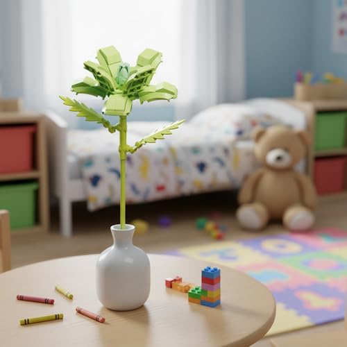 Image of STEM Platycodon Flower Building Blocks Set (82 Pcs, 12-in-1) | DIY Flower Pen Stand Kit for Kids 6+ Years (Boys & Girls) | Creative Craft & Learning Toy | Ideal Gift for Kids